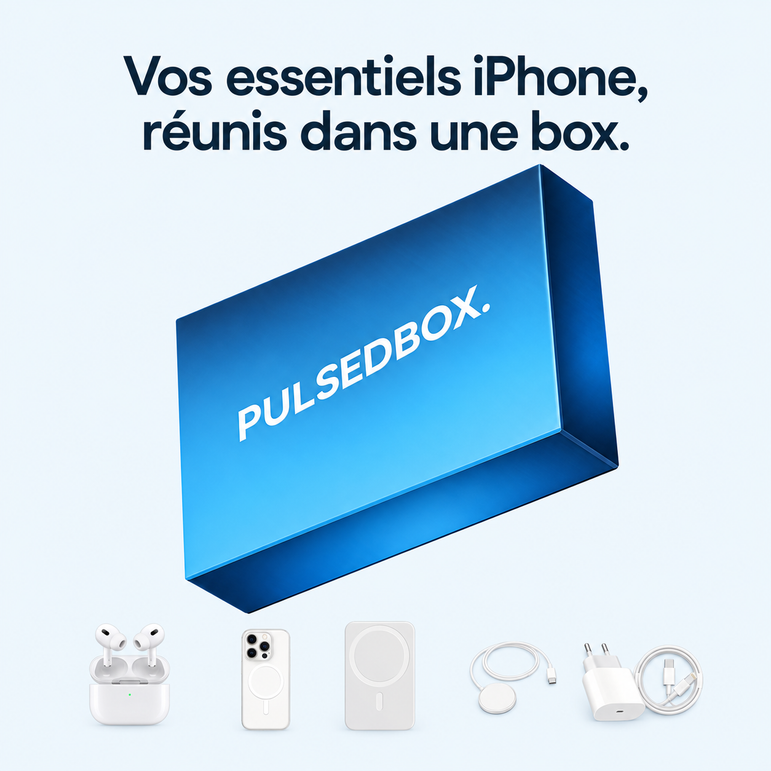 PULSEDBOX | 6 en 1 iPhone — Vos essentiels iPhone, réunis dans une box.