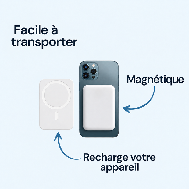 Batterie Externe — Facile à transporter ; Magnétique ; Recharge votre appareil