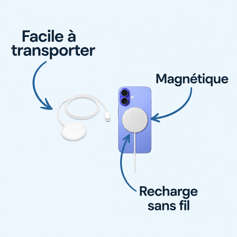PULSEDBOX | 6 en 1 iPhone — Facile à transporter ; Magnétique ; Recharge sans fil