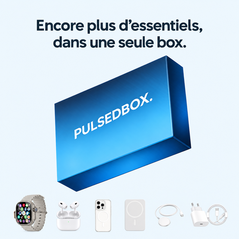 PULSEDBOX | 7 en 1 iPhone — Encore plus d’essentiels, dans une seule box.